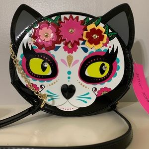 Betsey Johnson sugar skull cat crossbody, NWT